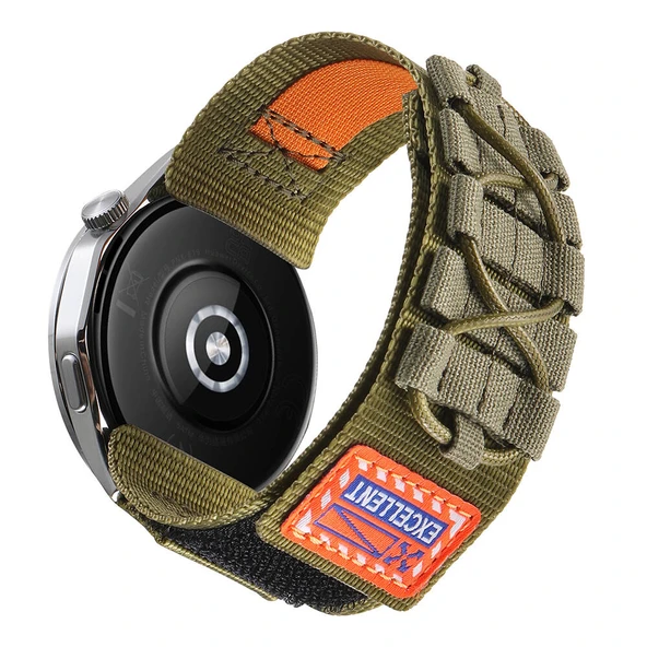 Zore Galaxy ile uyumlu Watch 46mm KRD-112 22mm Orbital Örgülü Halat Tasarımlı Naylon Kumaş Hasır Kordon ürün görseli 1