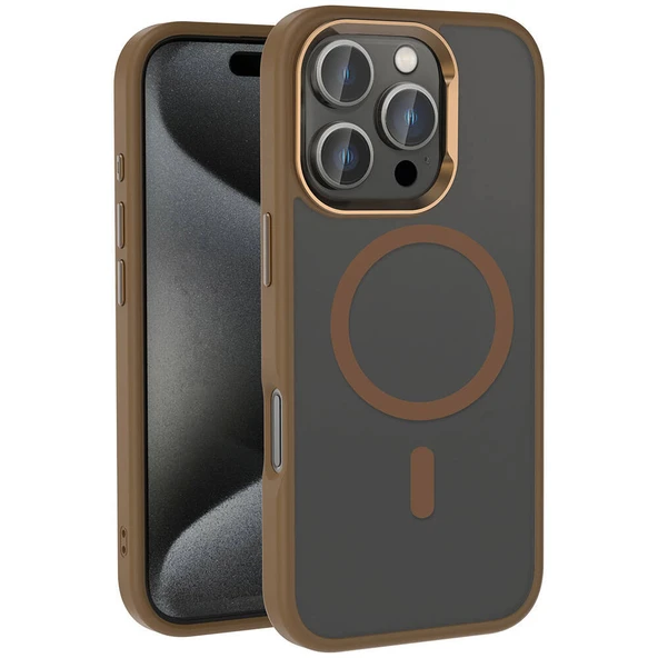 Zore Apple ile uyumlu iPhone 16 Pro Max Kılıf M-safe Şarj Özellikli Parlak Kamera Çerçeveli Kost Kapak ürün görseli 1
