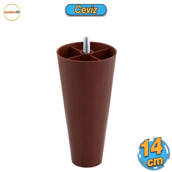 Düz Plastik Ayak 14 cm Mobilya Yükseltici Sehpa Kanepe TV Ünitesi Koltuk Ayağı Baza Ayakları Ceviz ürün görseli 1