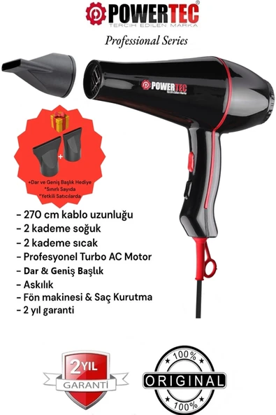 Powertec TR-601 Profesyonel Fön Makinesi 2500watt Performans ürün görseli 1