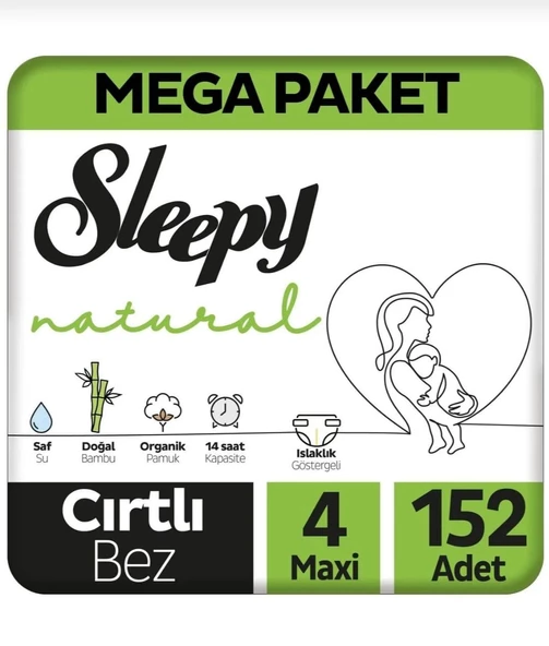 Sleepy Natural 4 Numara Maxi 152'li Bebek Bezi ürün görseli 1