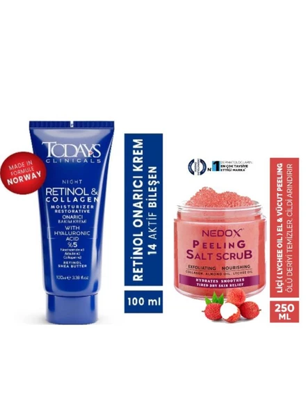 Todays Clinicals Onarıcı Krem 100ml+NEDOX Liçi (LYCHEE OİL) Besleyici, Arındırıcı Ve Nemlendirici El & Vücut Peelingi 250 ml ürün görseli 1