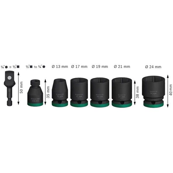 Bosch Pro Impact Lokma Ucu Seti 1/2 7Li 2608003032 ürün görseli 1