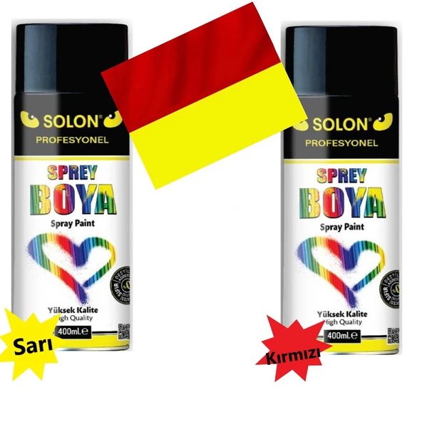 Taraftar Seti Sprey Boya, Sarı-Kırmızı 400 ml ürün görseli 1