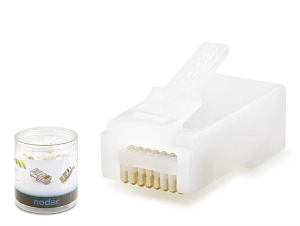 Nodar ND2406 Cat6 Konnektör Ezrj45 100Lü Plastik Kutu Beyaz ürün görseli 1
