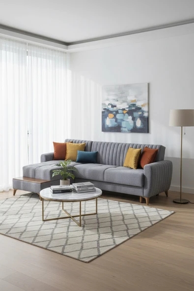 nikshop Boston Yataklı Köşe Koltuk Takımı - Gri ürün görseli 1