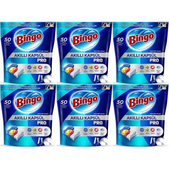 Bingo Akıllı Kapsül Pro Bulaşık Makinesi Deterjanı Tableti 300 Adet Limon Kokulu (6PK*50) ürün görseli 1