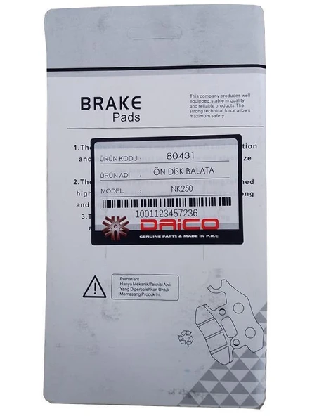 Ön Disk Balata NK 250 Woxx - Resim 8