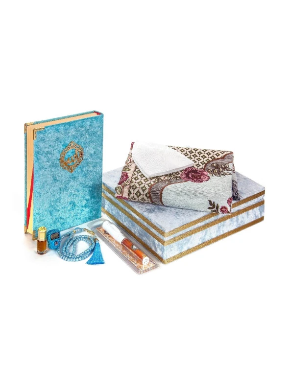 Kuranı Kerim - Özel Kadife Kaplı Sandık - Dini Hediyelik Set ürün görseli 1