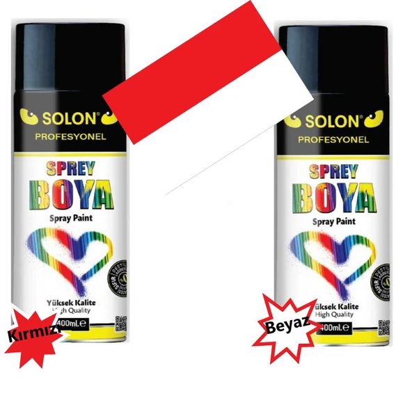 Taraftar Seti Sprey Boya, Ay-Yıldız, Kırmızı-Beyaz 400 ml ürün görseli 1