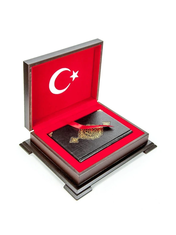 Ahşap Kutulu Türk Bayrağı Desenli Hediye Kur'an Seti Dini Hediyelik ürün görseli 1