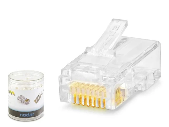 Nodar ND2407 Cat6 Konnektör Ezrj45 100Lü Plastik Kutu Şeffaf ürün görseli 1