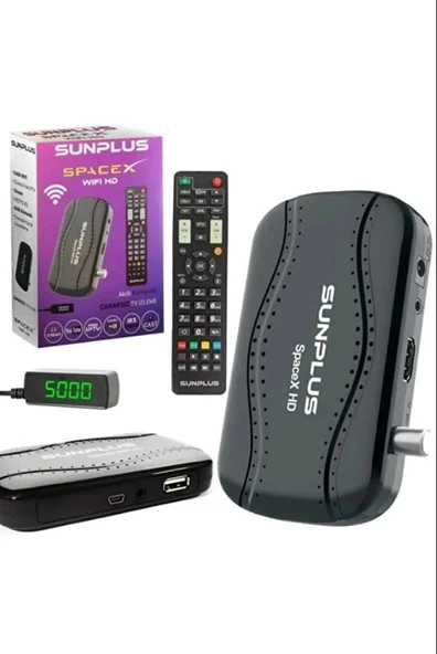 SUNPLUS SpaceX Wifi HD Dahili Wifi Dijital Uydu Alıcı Akıllı Kumandalı IP Tv Ulusal Kanallar Hediye ürün görseli 1