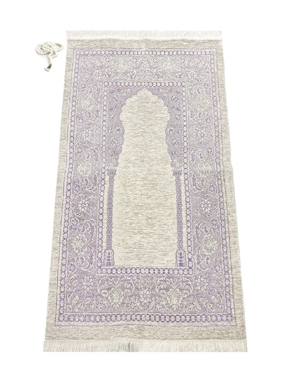 Mihraplı Şönil Lüks Seccade Mor - Resim 3