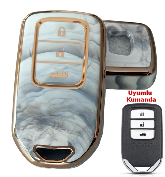 Honda Civic Accord CR-V Uyumlu Smart Anahtar Kumanda Kılıfı Oto Anahtarlık Mermer Desenli ürün görseli 1