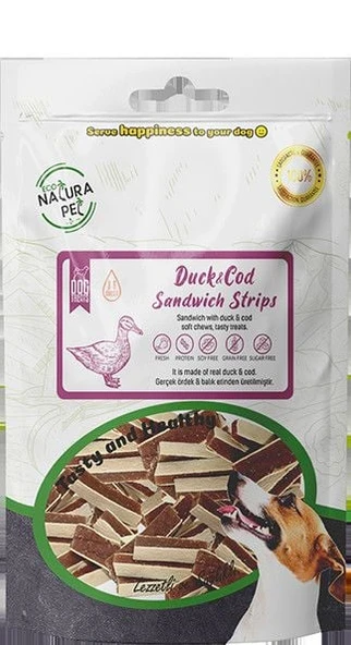 Eco Natura Pet Duck_Cod Sandwich Ördekli Sandviç Köpek Ödülü 100Gr ürün görseli 1