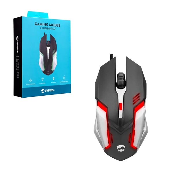 EVEREST SM-G72 Kablolu Oyuncu Mouse 1200 Dpi Ledli (M-31-32-33) ürün görseli 1