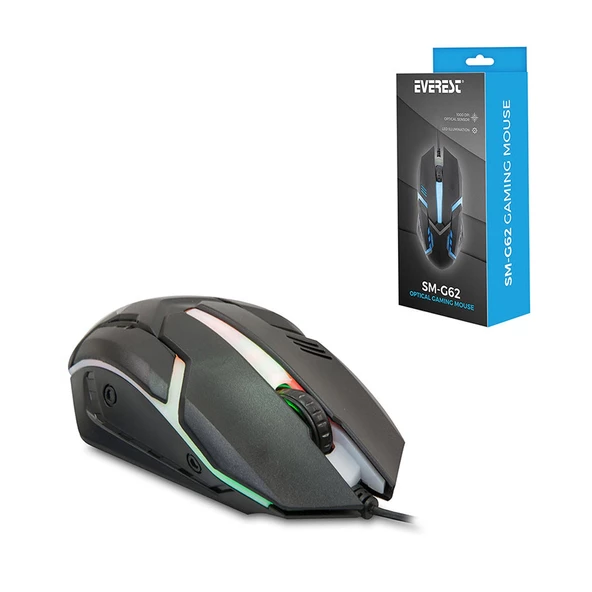 EVEREST SM-G62 Kablolu Oyuncu Mouse 1000 Dpi Ledli (M-18) ürün görseli 1