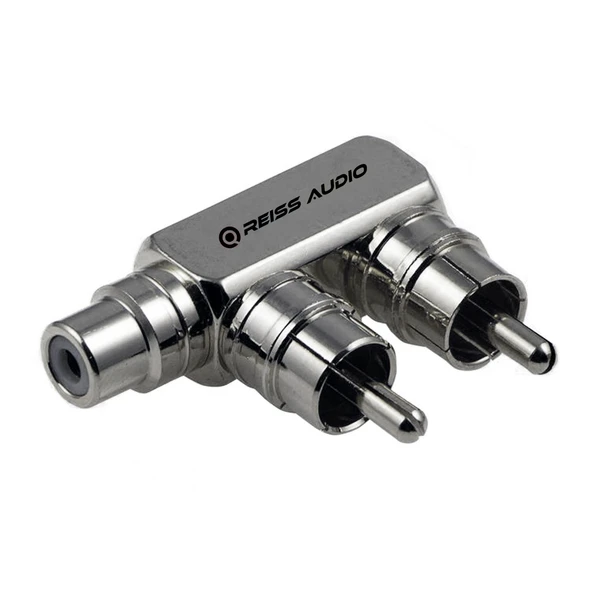 ÇEVİRİCİ JACK BİRLEŞTİRİCİ 2 RCA ERKEK TO 1 RCA DİŞİ METAL GÜMÜŞ RS-GL1F2M (AKS-28) ürün görseli 1