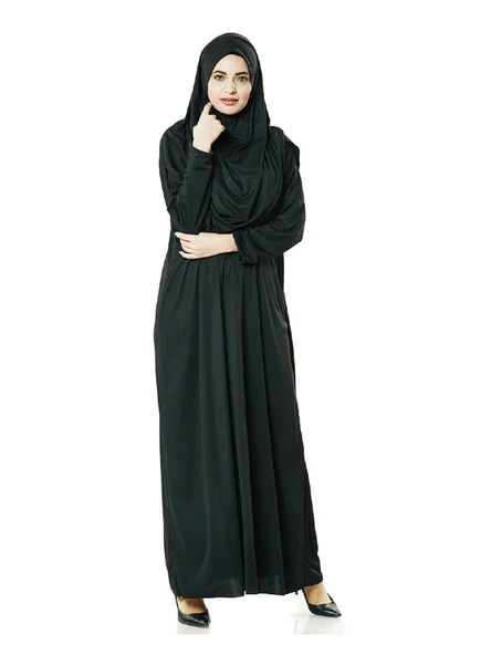 Tek Parça Namaz Elbisesi - Siyah - 5015 - Resim 10