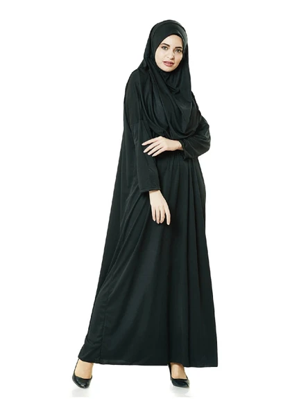 Tek Parça Namaz Elbisesi - Siyah - 5015 - Resim 12