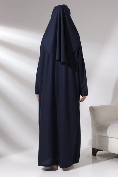 Tek Parça Namaz Elbisesi - Lacivert - 5015 - Resim 6