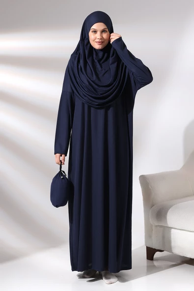 Tek Parça Namaz Elbisesi - Lacivert - 5015 ürün görseli 1