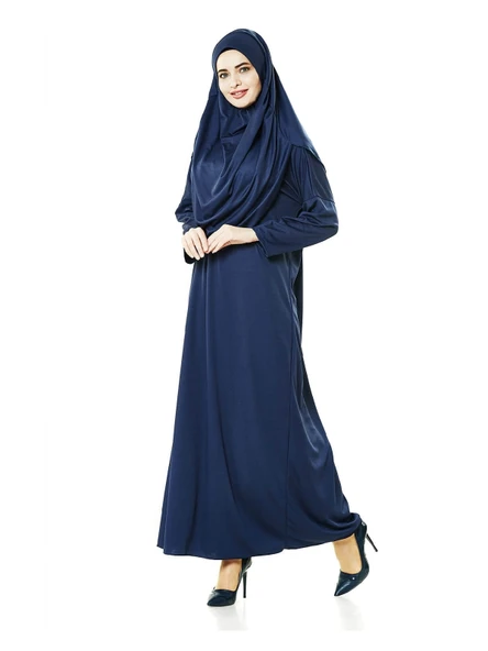 Tek Parça Namaz Elbisesi - Lacivert - 5015 - Resim 10