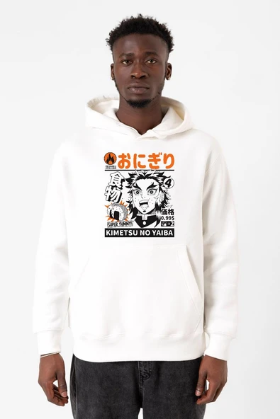 Demon Slayer Anime Super Yummy Beyaz Erkek 3ip Kapşonlu Sweatshirt ürün görseli 1