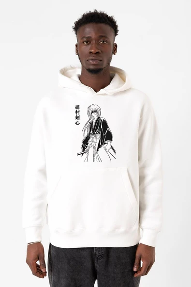 Rurouni Kenshin Poster Japan Beyaz Erkek 3ip Kapşonlu Sweatshirt ürün görseli 1