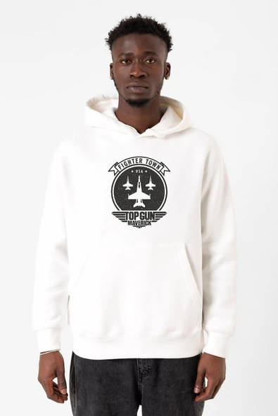 Top Gun Maverick Fighter Town Beyaz Erkek 3ip Kapşonlu Sweatshirt ürün görseli 1