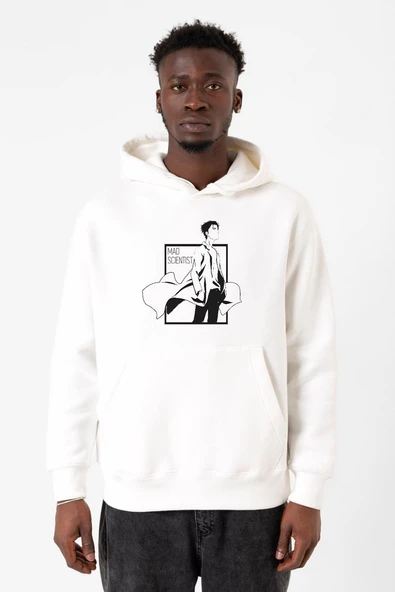 Steins Gate Rintarou Mad Scientist Beyaz Erkek 3ip Kapşonlu Sweatshirt ürün görseli 1