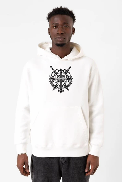 Monogatari Anime Episode Clan Symbol Beyaz Erkek 3ip Kapşonlu Sweatshirt ürün görseli 1