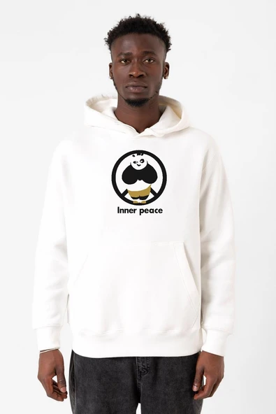 Kung Fu Panda Inner Peace Beyaz Erkek 3ip Kapşonlu Sweatshirt ürün görseli 1