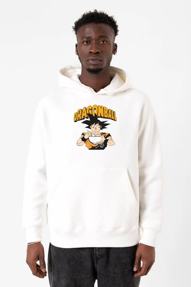 Dragon Ball Z Anime Goku Eating Ramen Beyaz Erkek 3ip Kapşonlu Sweatshirt ürün görseli 1