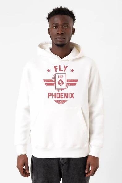 Top Gun Maverick Fly Like A Phoenix Beyaz Erkek 3ip Kapşonlu Sweatshirt ürün görseli 1