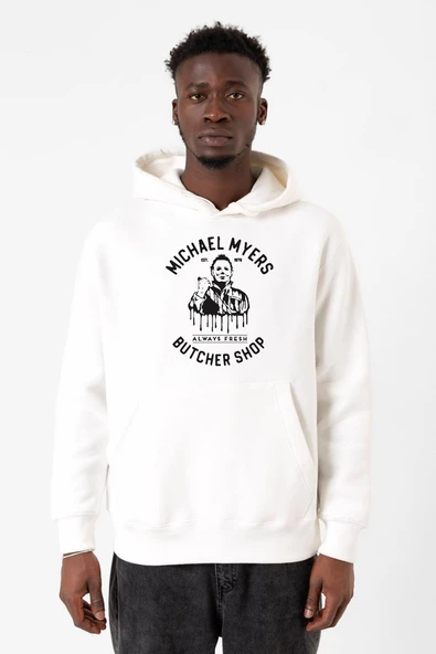 Michael Myers Butcher Shop Beyaz Erkek 3ip Kapşonlu Sweatshirt ürün görseli 1