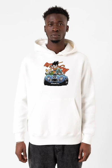 Dragon Ball Z Anime Goku Racer Beyaz Erkek 3ip Kapşonlu Sweatshirt ürün görseli 1