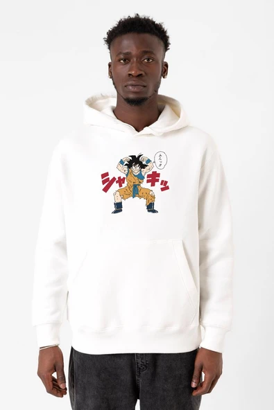 Dragon Ball Z Anime Angry Goku Beyaz Erkek 3ip Kapşonlu Sweatshirt ürün görseli 1