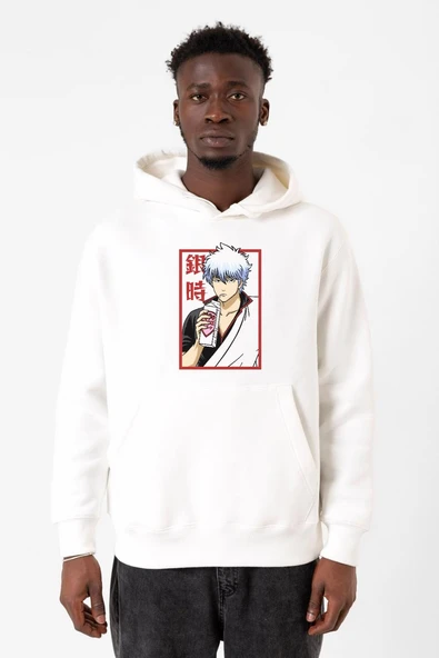 Gintama Anime Gintoki Fruit Juice Beyaz Erkek 3ip Kapşonlu Sweatshirt ürün görseli 1