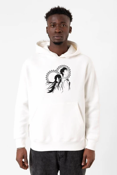Steins Gate Okabe and Kurisu Beyaz Erkek 3ip Kapşonlu Sweatshirt ürün görseli 1