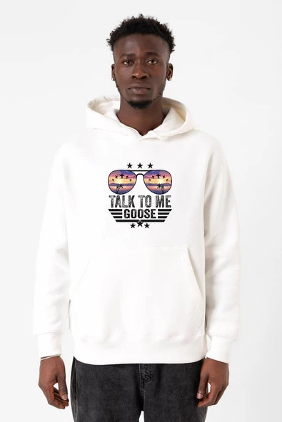 Top Gun Talk To Me Goose Beyaz Erkek 3ip Kapşonlu Sweatshirt ürün görseli 1