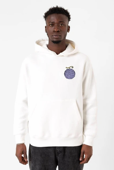 One Piece Anime Gomu Gomu Devil Fruit Beyaz Erkek 3ip Kapşonlu Sweatshirt ürün görseli 1