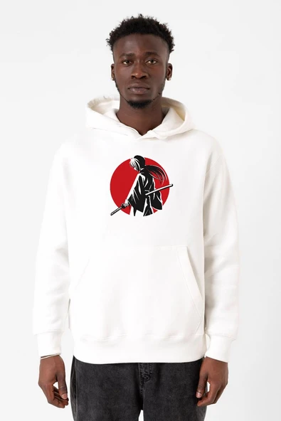 Rurouni Kenshin Samurai Logo Beyaz Erkek 3ip Kapşonlu Sweatshirt ürün görseli 1