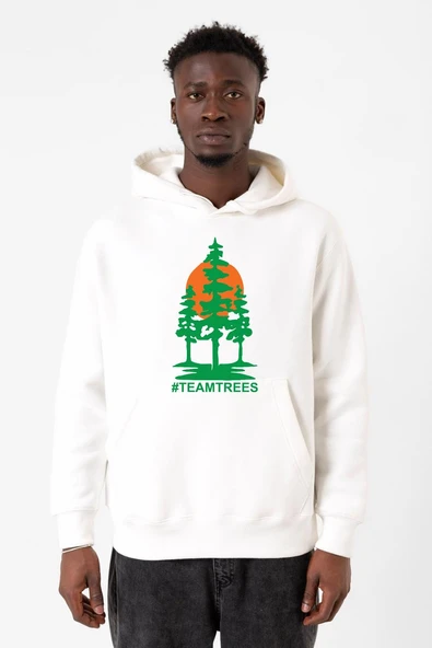 Mr Beast Team Trees Beyaz Erkek 3ip Kapşonlu Sweatshirt ürün görseli 1