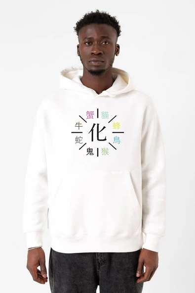 Monogatari Anime Apparitions Beyaz Erkek 3ip Kapşonlu Sweatshirt ürün görseli 1