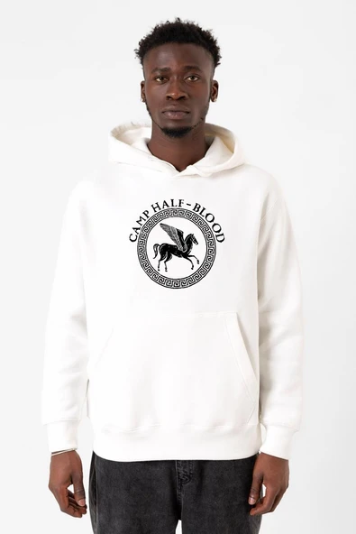 Percy Jackson Camp Half Blood Beyaz Erkek 3ip Kapşonlu Sweatshirt ürün görseli 1