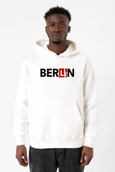 La Casa De Papel Berlin Ak Beyaz Erkek 3ip Kapşonlu Sweatshirt ürün görseli 1
