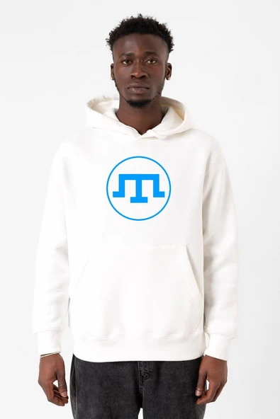 Kırım Tatar Tamga Beyaz Erkek 3ip Kapşonlu Sweatshirt ürün görseli 1