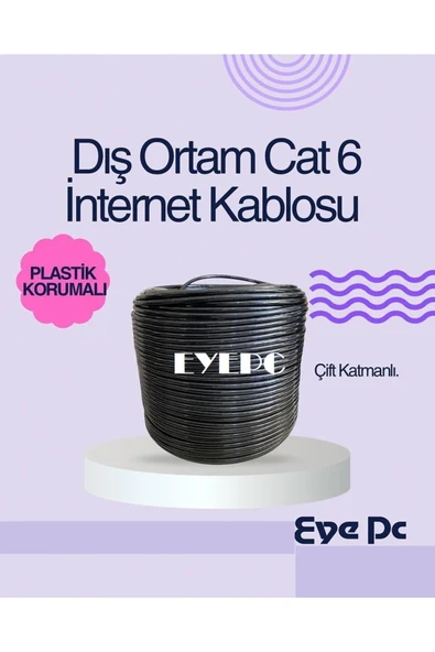 100 Metre Cat6 Dış Ortam Internet Kablosu Modem Pc Arası Bilgisayar 100 Metre K100 ürün görseli 1